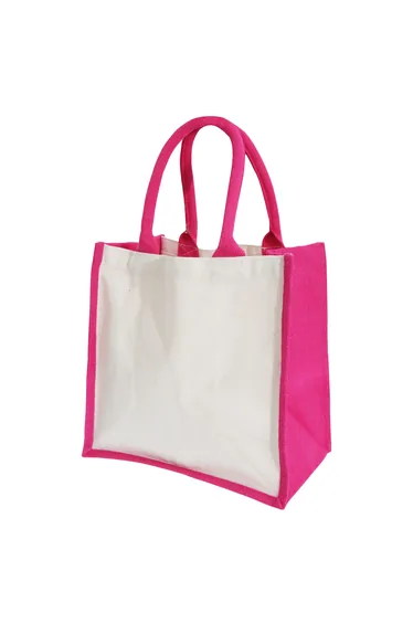 Westford Mill Printers Midi Jute Bag (14 Litres) (Pack of 2) - Fuchsia