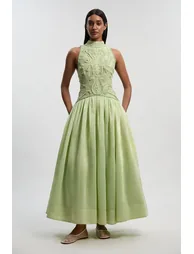 Cornelli Embellished Taffeta Prom Dress