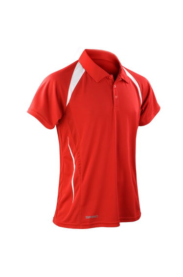 Spiro Mens Team Spirit Polo Shirt - Red/White