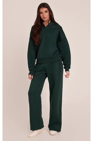 Forest Green V Neck Hoodie