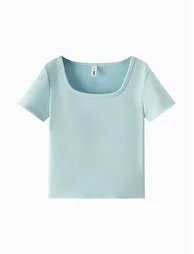 Women's Cropped T-Shirt With Square Neck