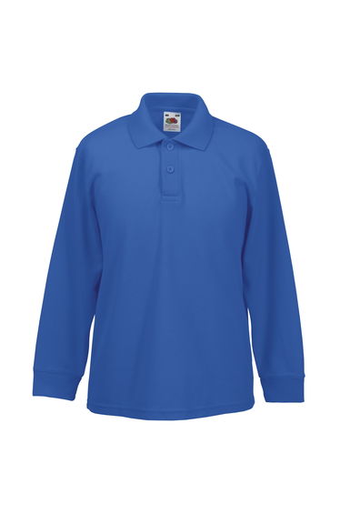 Fruit Of The Loom Childrens Long Sleeve 65/35 Pique Polo / Childrens Polo Shirts - Royal