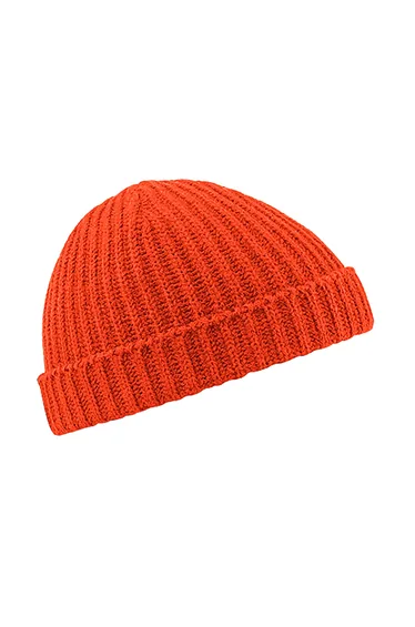 Beechfield Unisex Retro Trawler Winter Beanie Hat - Fire Red