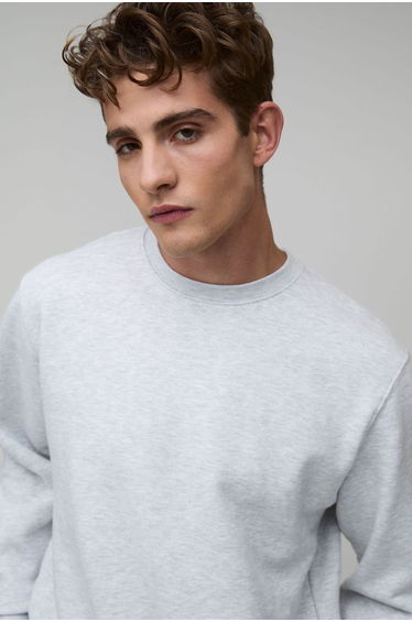 Basic Regular Fit Crew Neck Sweatshirt - grey marl