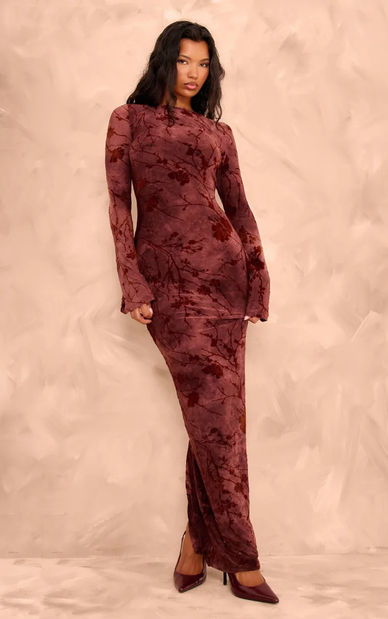 burgundy tie waist dress Burgundy Linen Maxi Dress with Pockets & Tie Waist, Long Sleeve