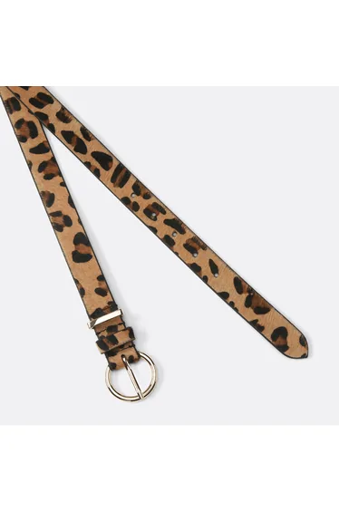 Leopard Print Leather Belt