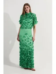 Tall Crystal Applique Angel Sleeve Woven Maxi Dress