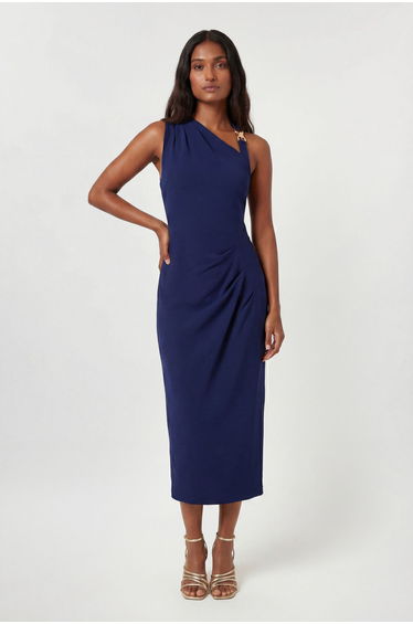 Compact Stretch Trim Detail Tailored Maxi Dress
