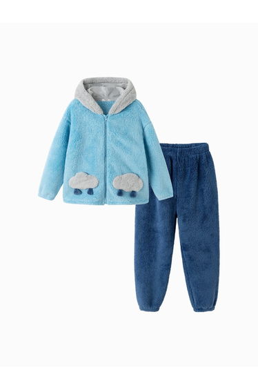 Boys' Fleece Set with Hood & Cloud Details