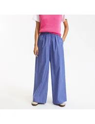 Striped Wide Leg Trousers with and Elasticated Waistband - 1