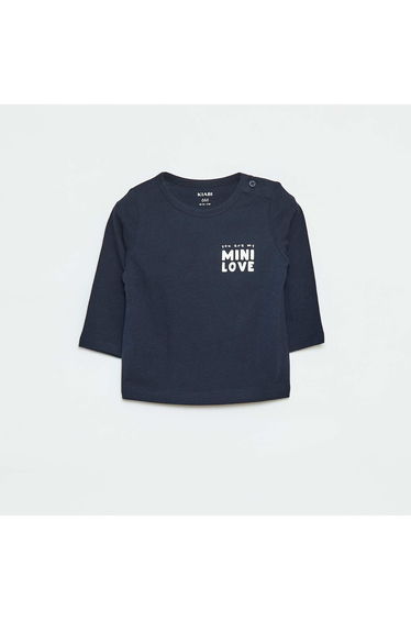 Printed long-sleeved T-shirt Navy
