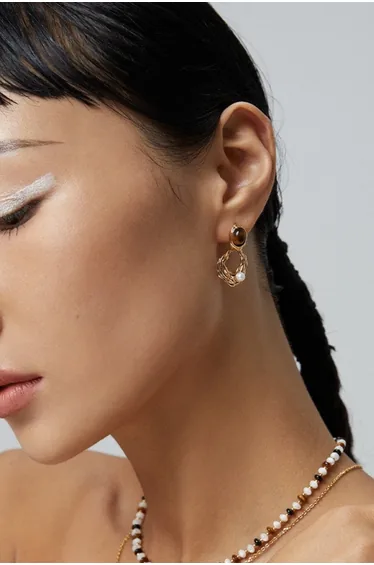 Tiger Eye Stone Abstract Earrings