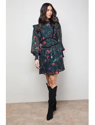 Shirred Detail Fit and Flare Mini Dress