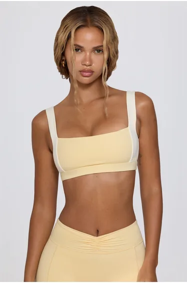 Contrast Sports Bra in Lemon Marl