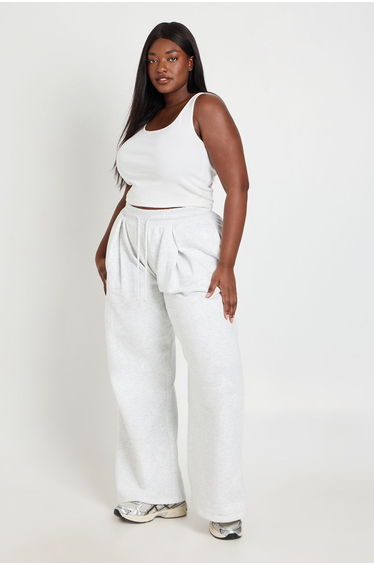 Plus Pintuck Wide Leg Jogger - grey marl