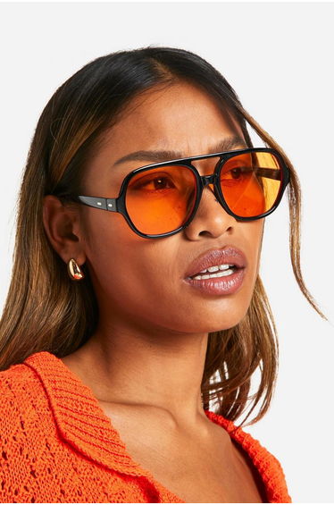 Thick Frame Aviator Sunglasses - black