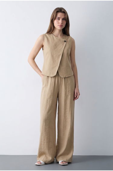 Light Khaki Woven Bottom&Top Set - Top and Bottom Set