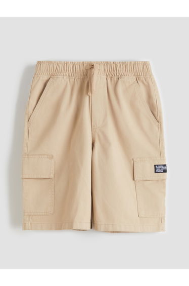 Boys' cargo shorts with an elasticated waistband.