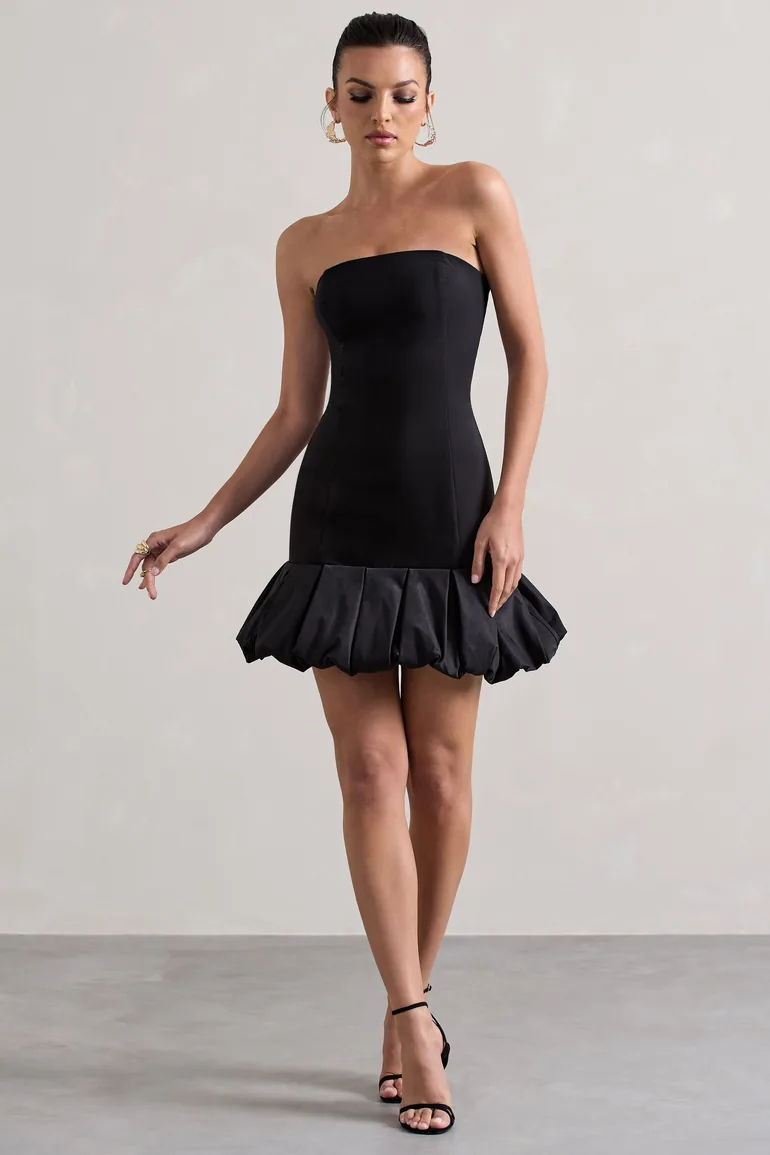 black cocktail dresses women La Femme Midi-Length Black Homecoming Dress