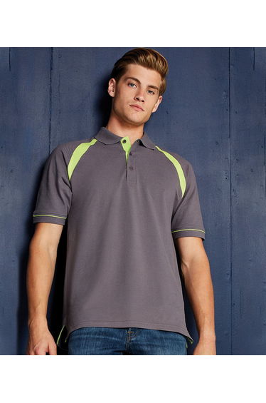 Kustom Kit Mens Oak Hill Piqué Polo Shirt - Charcoal/Lime