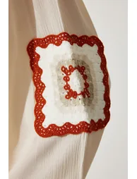 Women's Cream Embroidered Woven Blouse - 6