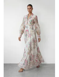 Petal Grace White Floral Print Puff Sleeve Maxi Dress - 3