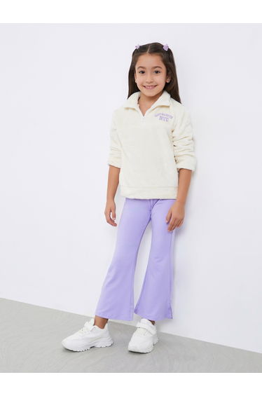 Girls Faux Fur Sweatshirt and Flared Leggings Set