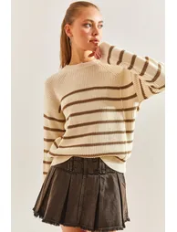 Women's Striped Thessaloniki Knitted Knitwear Sweater