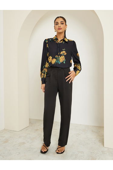 Women Black Floral Printed Shirt