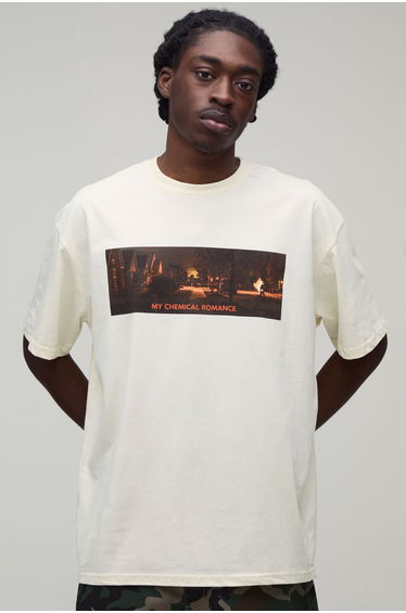 Oversized My Chemical Romance License Print T-shirt - ecru