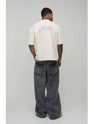 Ecru Oversized Boxy Print Exposed Seam T-Shirt - ecru - 2