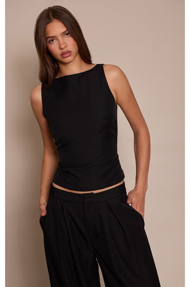 Black Racer Neck Detail Top