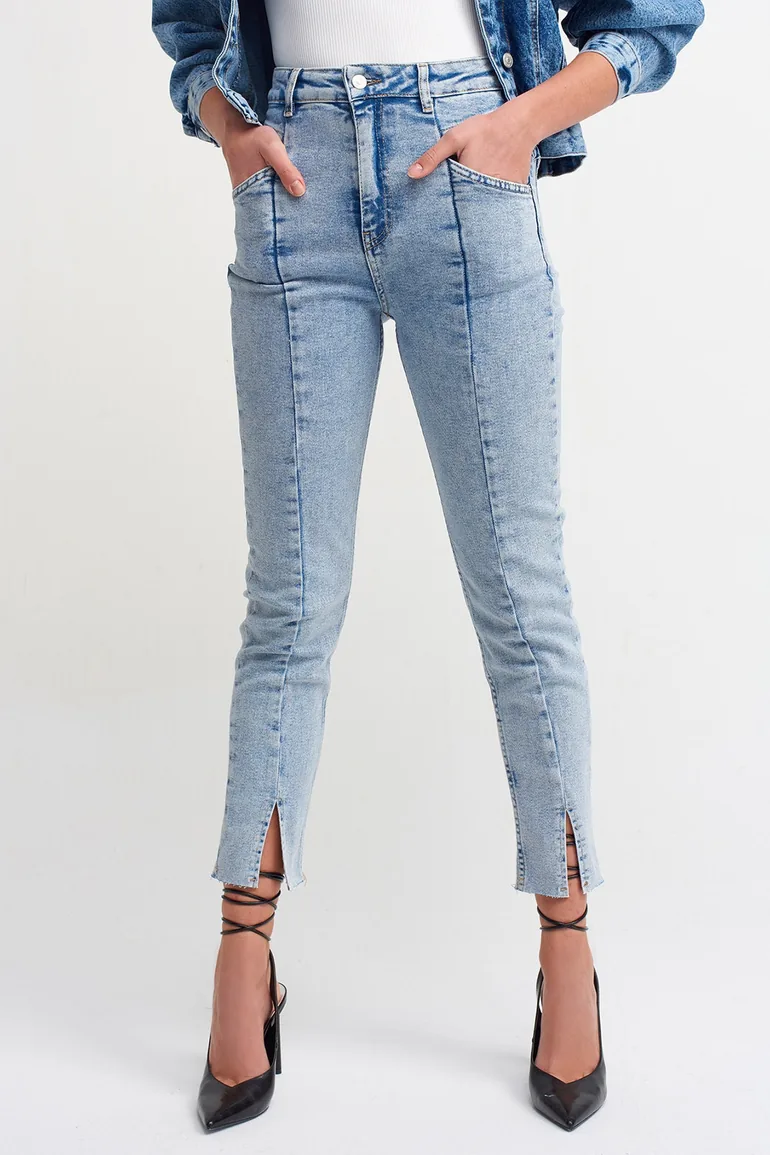Women's Lycra Pants with a Front Slit - 1