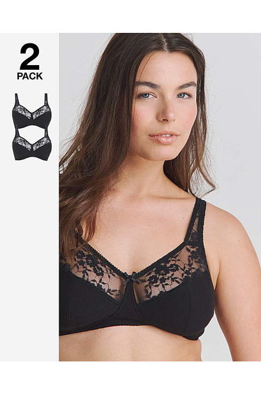 2 Pack Lace Non Wired Full Cup Bras