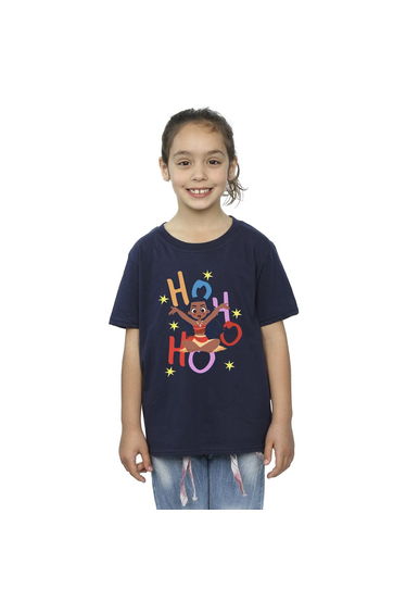 Moana Girls Ho Ho Ho Cotton T-Shirt - Navy Blue