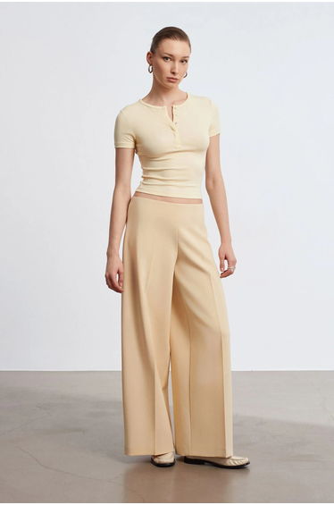 Dilvin High-Waist Wide-Leg Crepe Trousers
