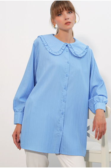 BDART Long-sleeve Textured Shirt With Baby Collar
