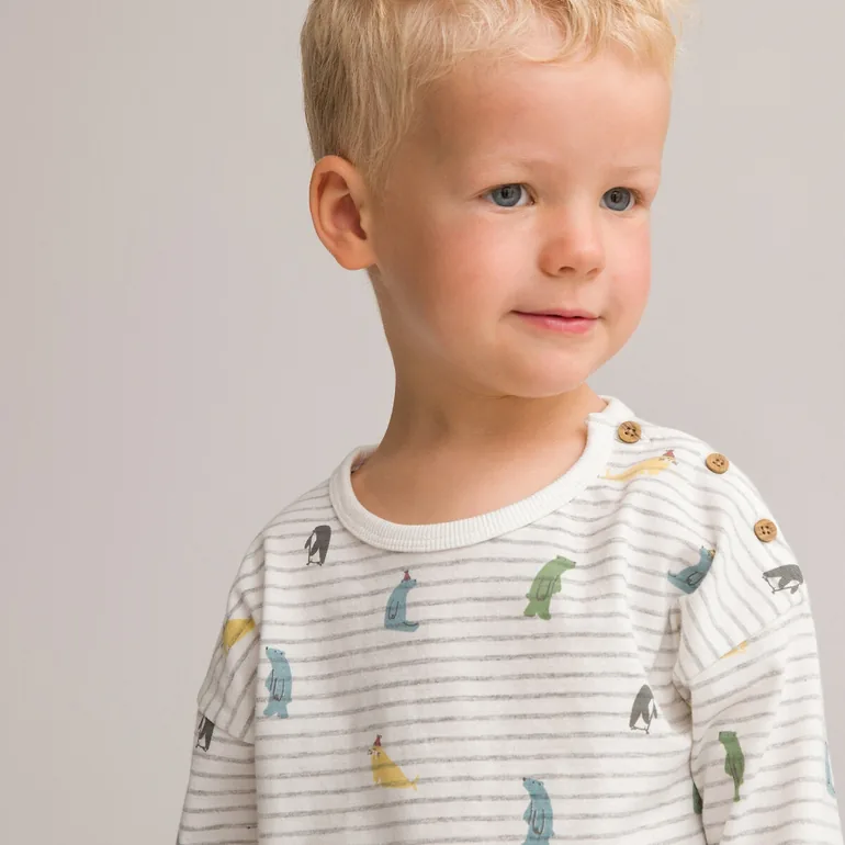 Pack of 2 T-Shirts in Printed Cotton Mix with Long Sleeves - 1