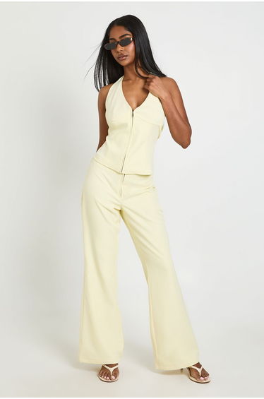 Halterneck Tailored Waistcoat - lemon