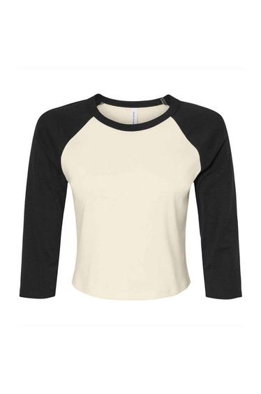 Bella + Canvas Womens/Ladies Micro-Rib Raglan 3/4 Sleeve T-Shirt - Natural/Black