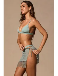 Low-Rise Mini Skirt in Seafoam Green - 3