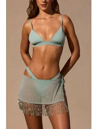 Low-Rise Mini Skirt in Seafoam Green - 1