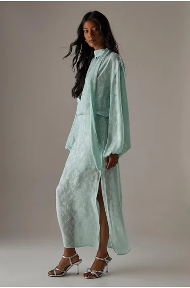 Chiffon Jacquard Bias Maxi Skirt