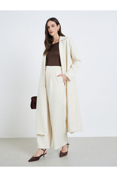 Women Off-White Wide Leg Trousers