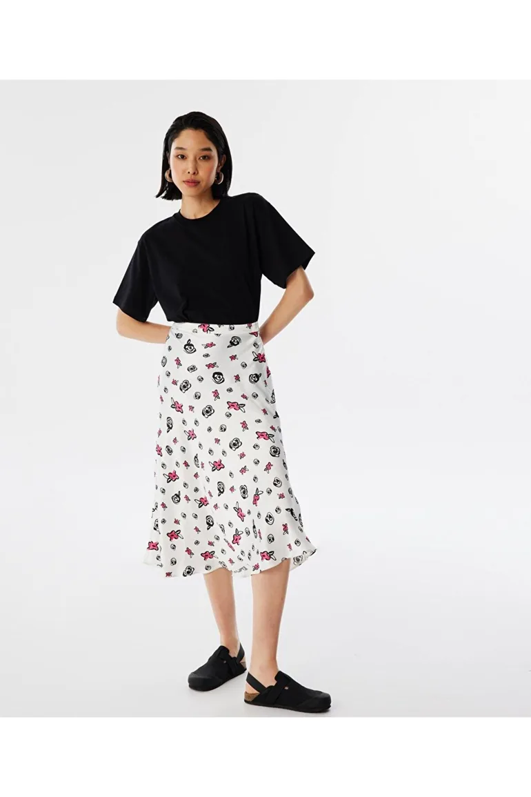 Patterned midi skirt