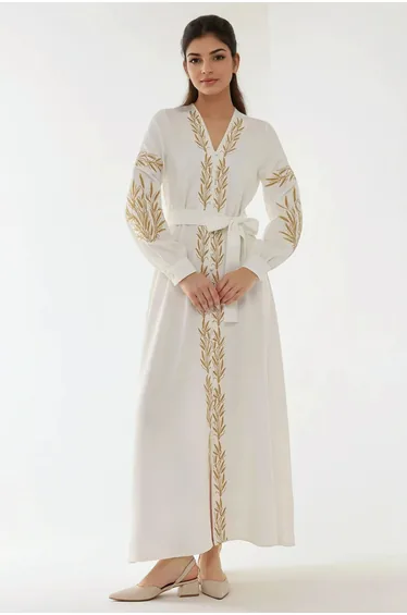 Embroidered V-Neck Maxi Dress