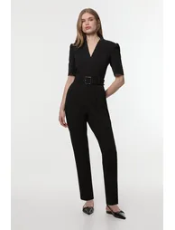 Structured Crepe Forever Belted Jumpsuit