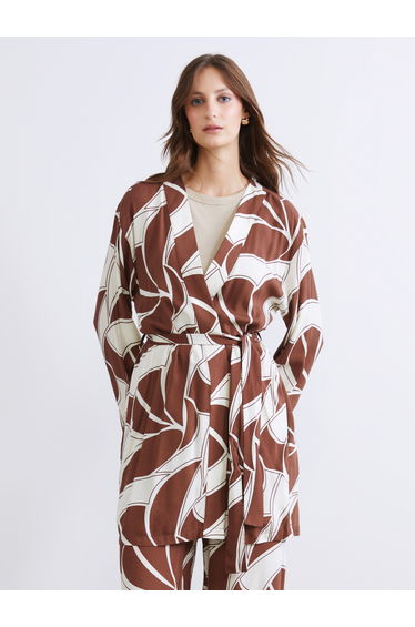 Shawl Collar Patterned Oversize Women's Kimono