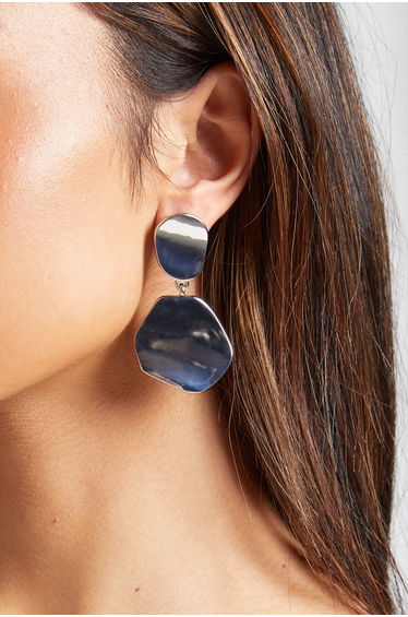 Silver Chunky Drop Earrings - silver