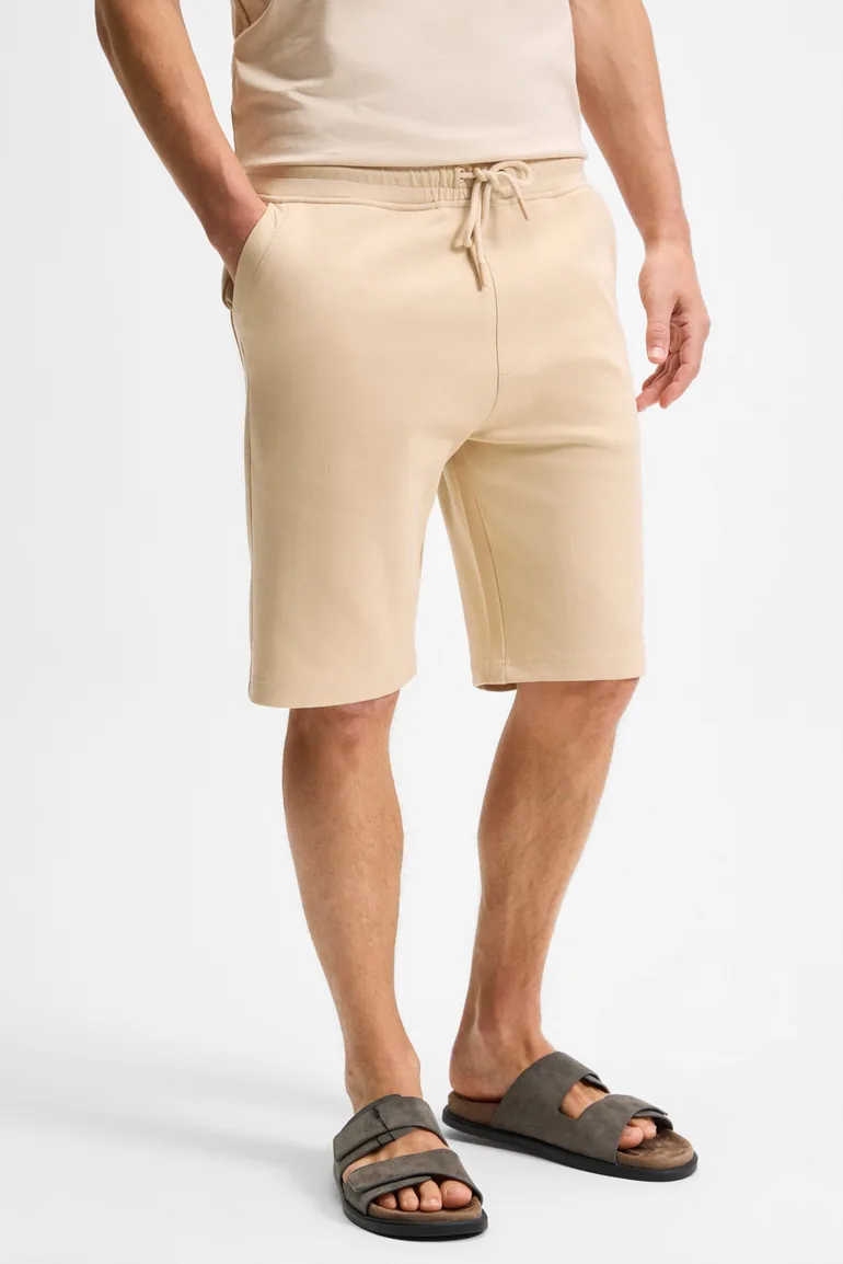GRIMELANGE CAMILLO Men's Zip Pocket Elastic Waist Dark Beige Shorts & Bermuda